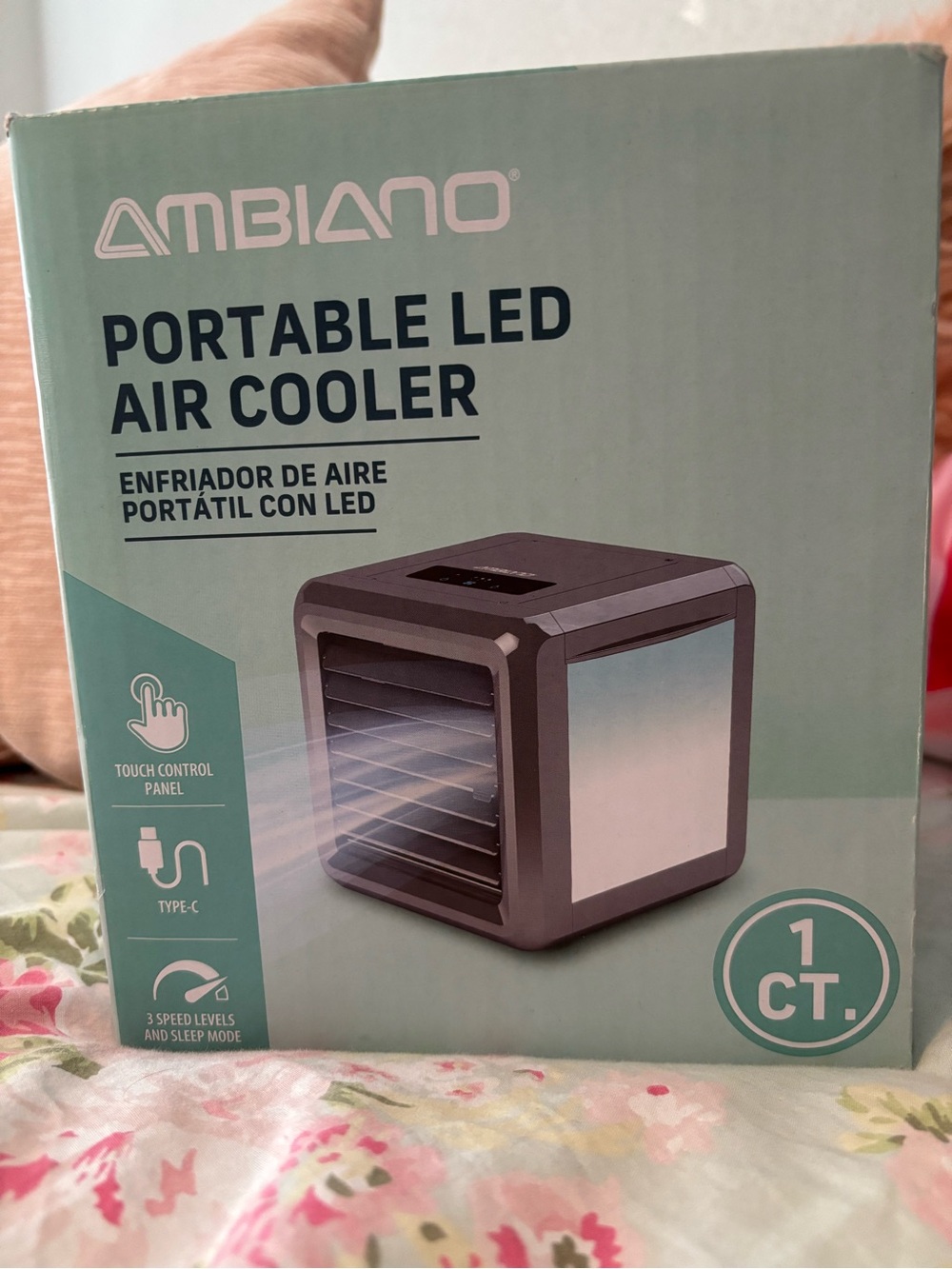 Portable LED Air Cooler in Gray and White